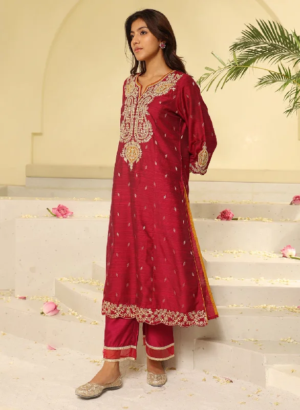 Fuchsia Embroidered Kurta Set