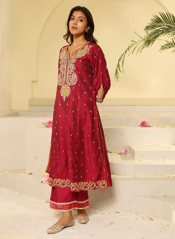 Fuchsia Embroidered Kurta Set