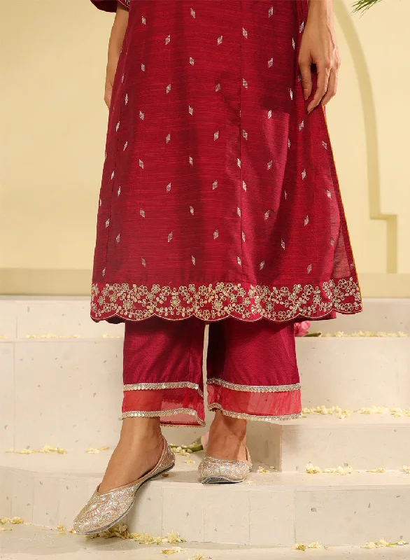 Fuchsia Embroidered Kurta Set