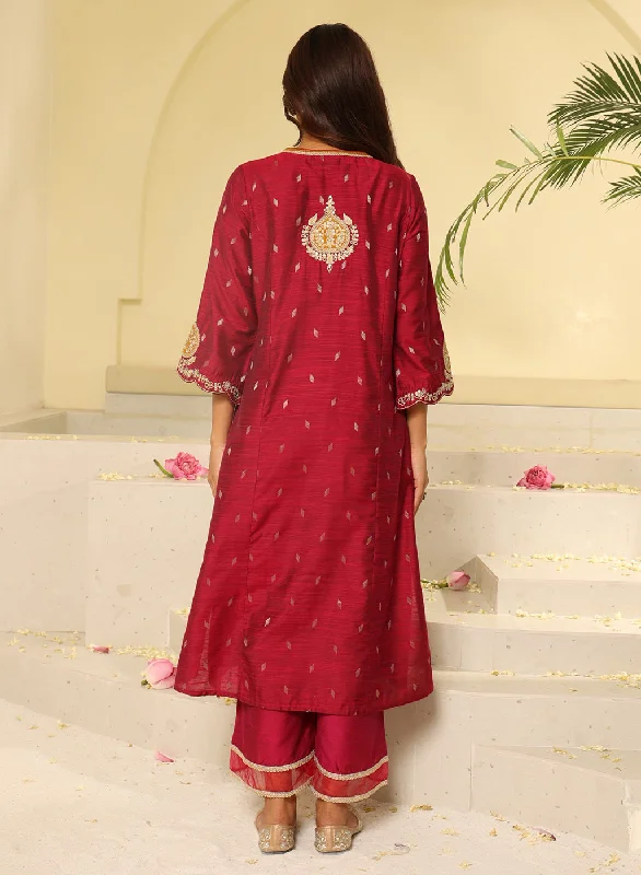 Fuchsia Embroidered Kurta Set