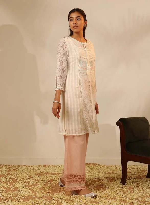 White Rachael Kurti with Keyhole Neck