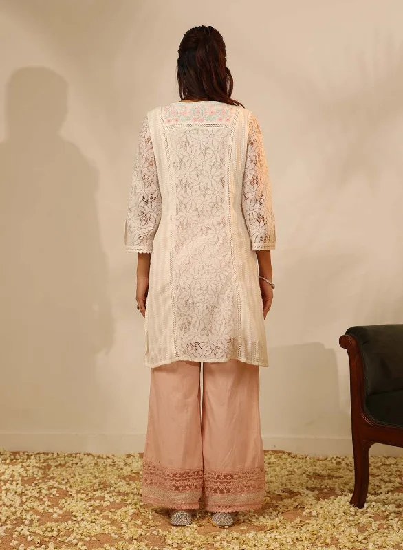 White Rachael Kurti with Keyhole Neck