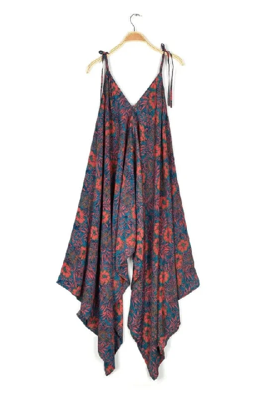 Tie Shoulder Printed Jumpsuit - Tiki Beach