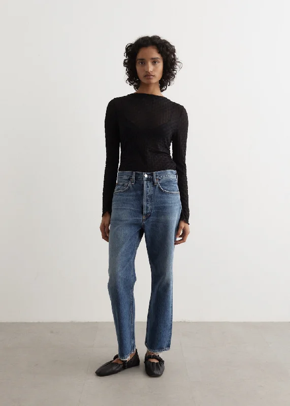 90's Crop Mid Rise Loose Straight Jeans