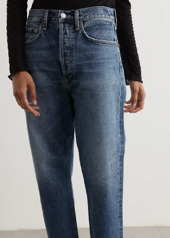 90's Crop Mid Rise Loose Straight Jeans