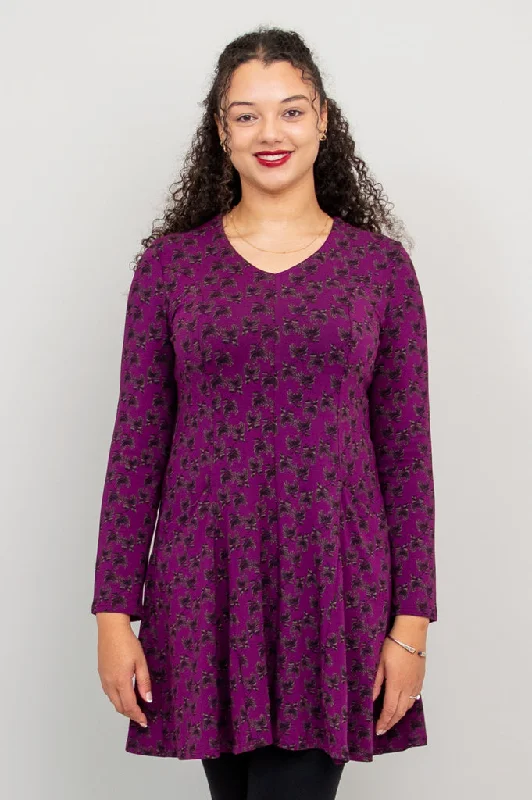 Wilma Long Sleeve Tunic, Orchid Mums, Bamboo - Final Sale