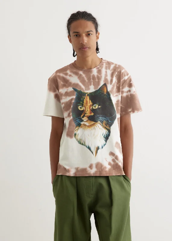 Cat Print Tie-Dye T-Shirt