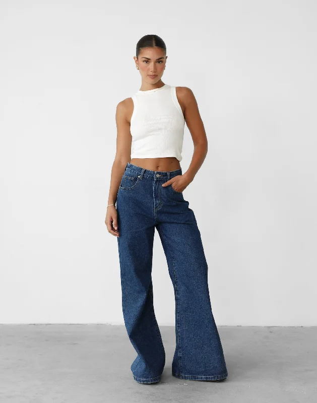 Ethan Wide Leg Jeans (Dark Denim)