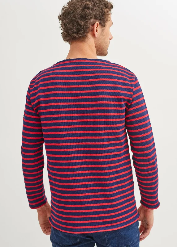 Guildo striped sailor shirt - boat neck, in thick cotton (MARINE/TULIPE)