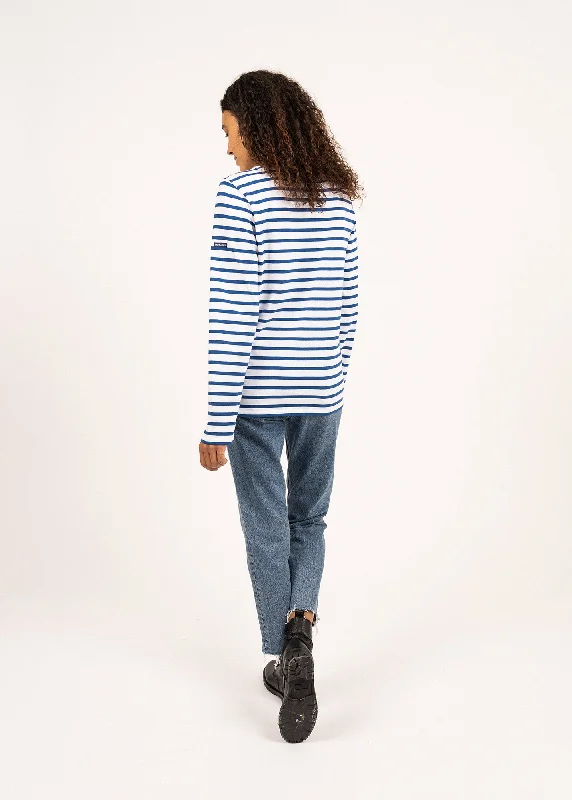 Minquiers unisex striped sailor shirt - regular fit, in light cotton (NEIGE/GITANE)