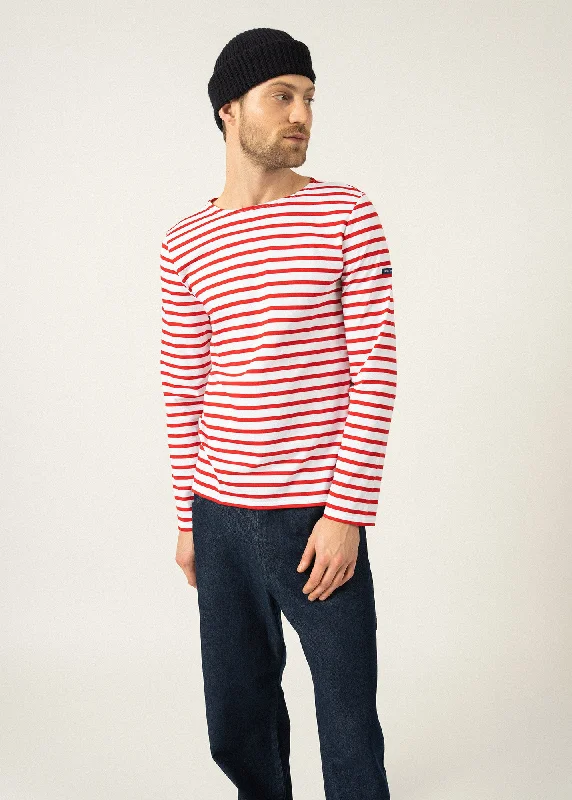 Minquiers unisex striped sailor shirt - regular fit, in light cotton (NEIGE/TULIPE)