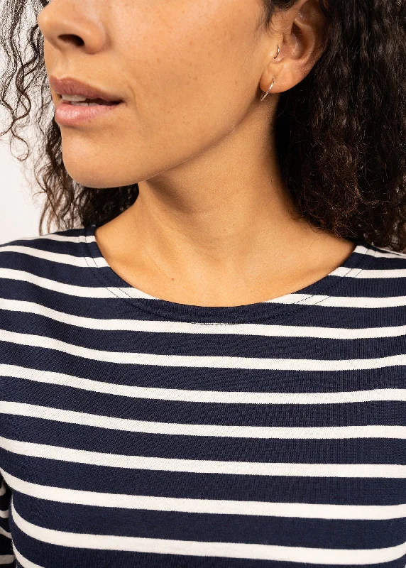 Minquilaine unisex sailor striped shirt - in cotton and wool (MARINE/ECRU)