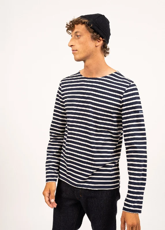 Minquilaine unisex sailor striped shirt - in cotton and wool (MARINE/ECRU)