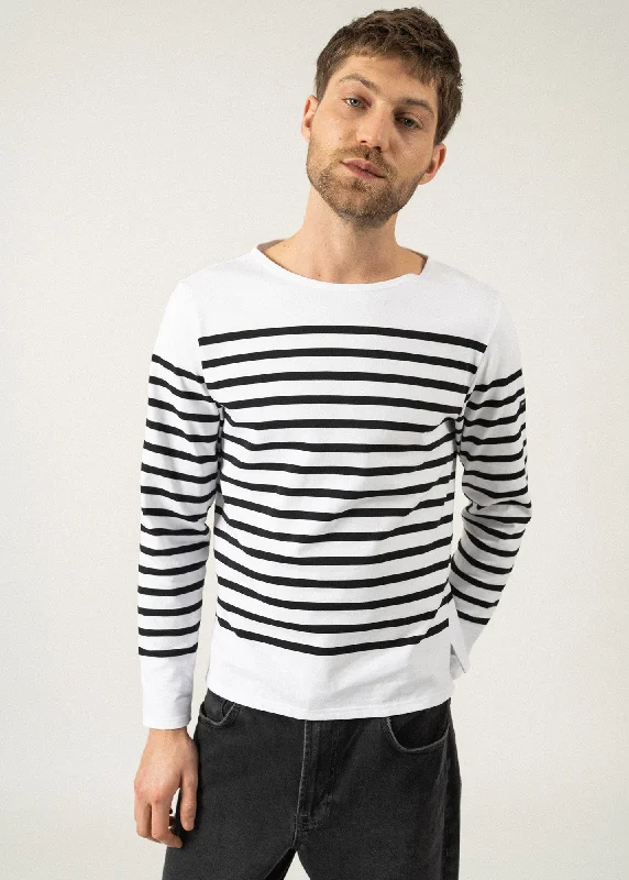 Naval authentic striped sailor shirt - in combed cotton (NEIGE/NOIR)