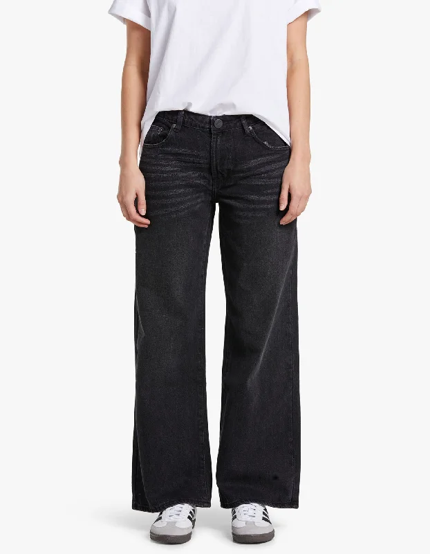 Low Riders Low Waist Wide Leg Jean - Black Oak