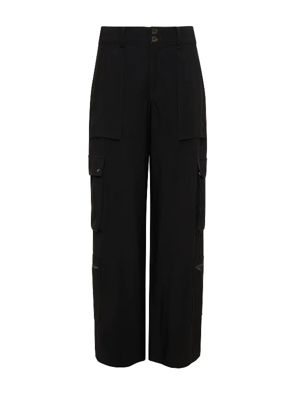 OTT Semi-High Rise Cargo Pant Black Inclusive Collection