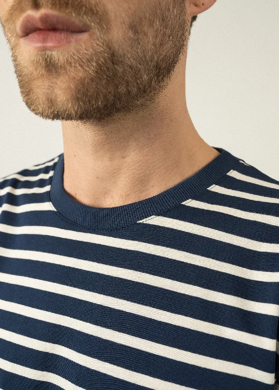 Plouider striped t-shirt - round neck, in cotton jersey (MARINE/ECRU)