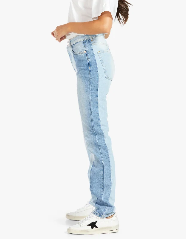 Straight Leg Denim - Two Tone Blue