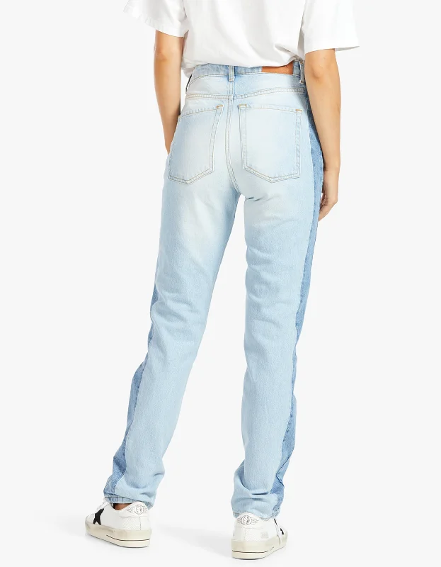 Straight Leg Denim - Two Tone Blue