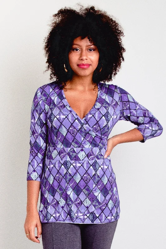 Suzanne Top, Violet Windowpane, Bamboo- Final Sale