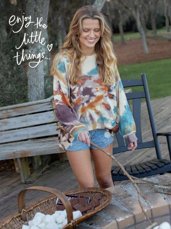 Taylor Oversized Cotton Sweater - Sunset Tie-Dye