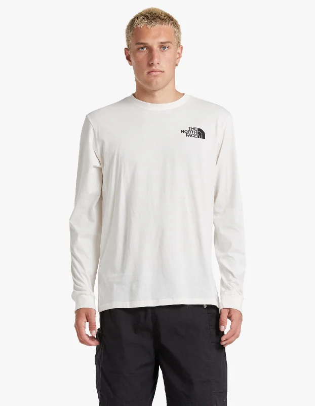 Mens Never Stop Exploring L/S Box Tee - Gardenia White/Photoreal Graphics