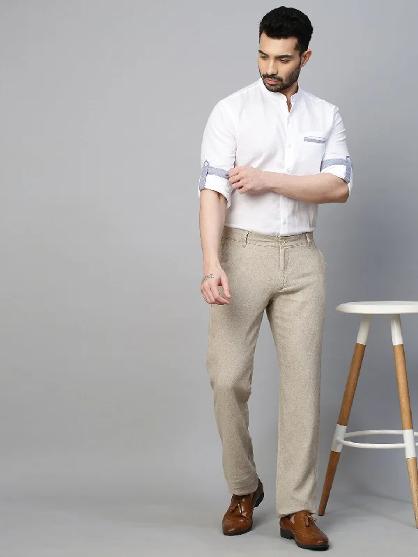 Men's Natural 100% Linen Regular Fit Pant