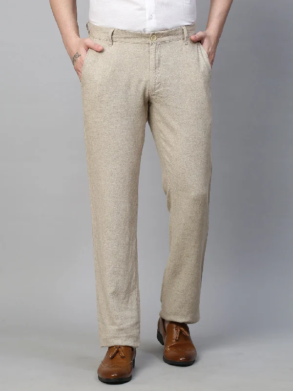 Men's Natural 100% Linen Regular Fit Pant