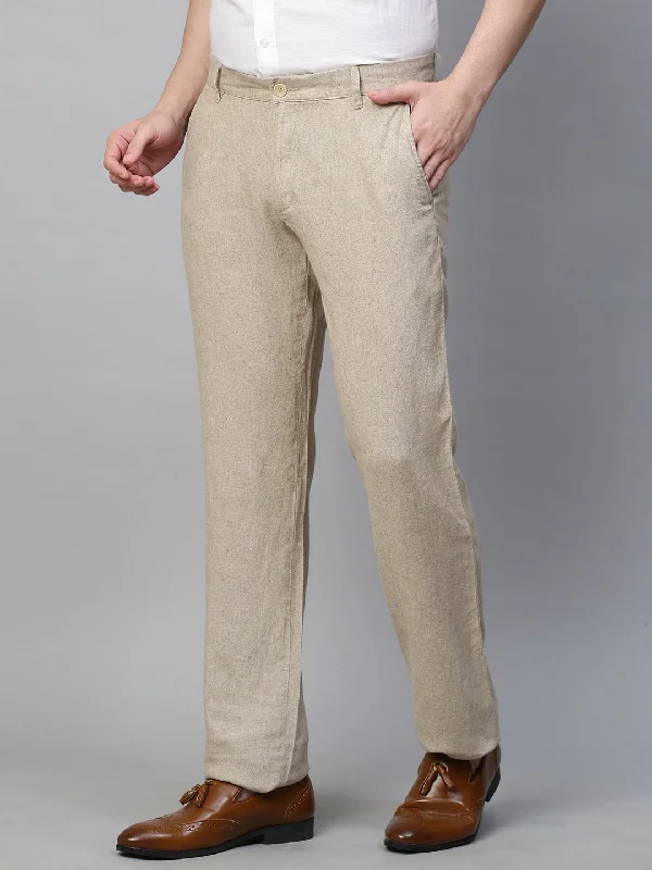 Men's Natural 100% Linen Regular Fit Pant