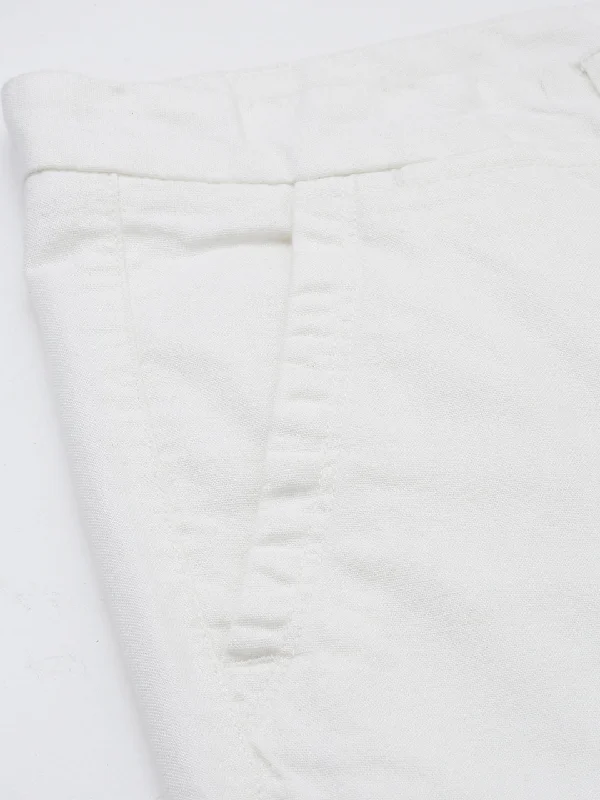 Men's White Cotton Linen Slim Fit Pant