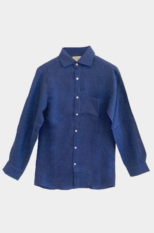 Men's Holiday Linen Shirt | Navy