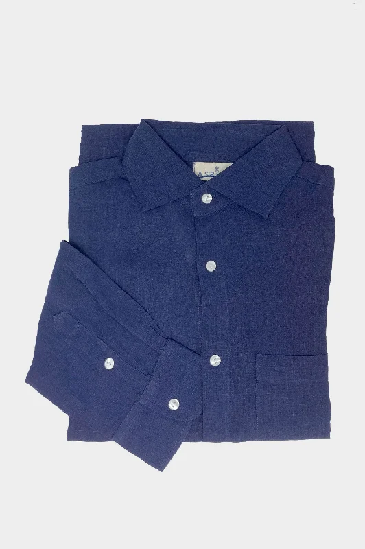 Men's Holiday Linen Shirt | Navy