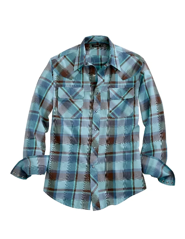 MENS WEST CHECK LONG SLEEVE SNAP SHIRT