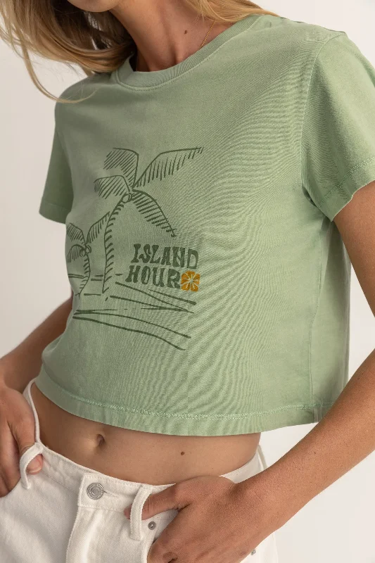 Island Hour Vintage Crop Crew Tee Palm