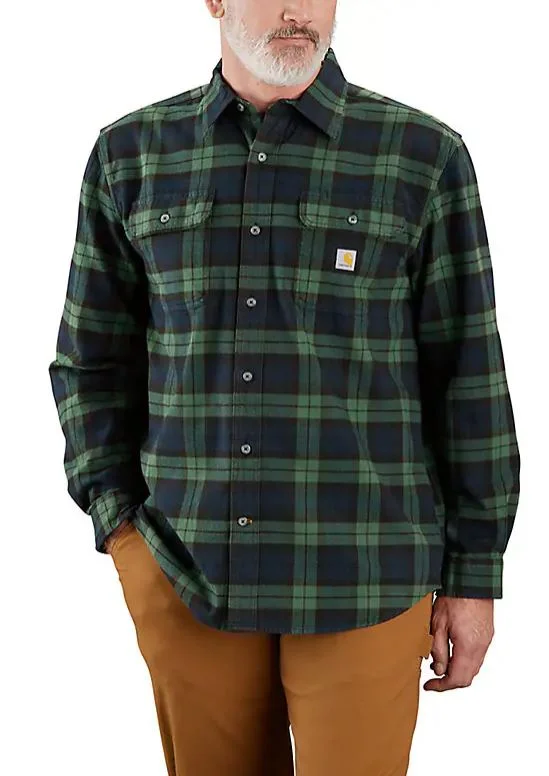 Loose Fit Heavy Weight Flannel Long-Sleeve Plaid Shirt