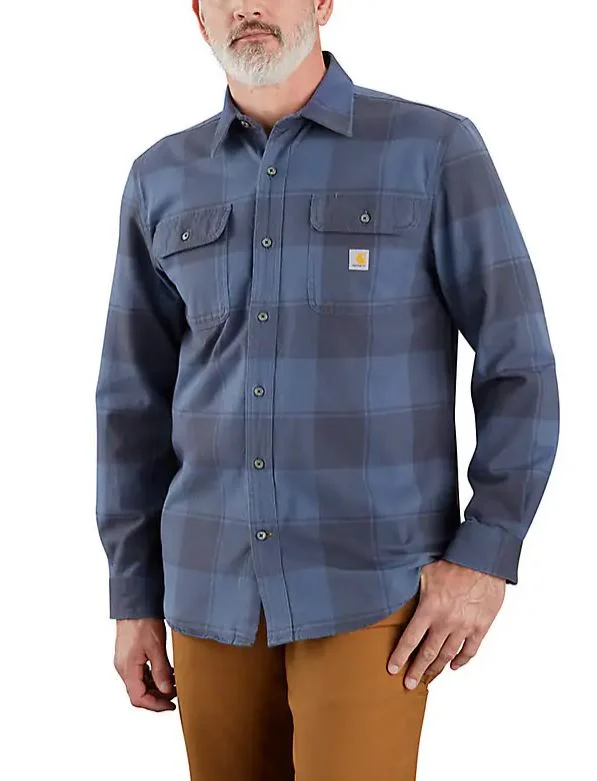 Loose Fit Heavy Weight Flannel Long-Sleeve Plaid Shirt