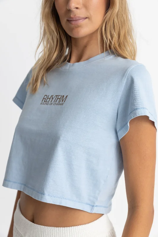 Sound Of Change Vintage Crop Crew Tee Sky