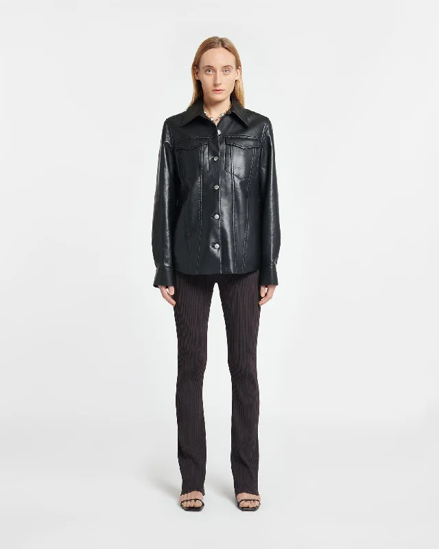 Rocio - Regenerated Leather Overshirt - Black