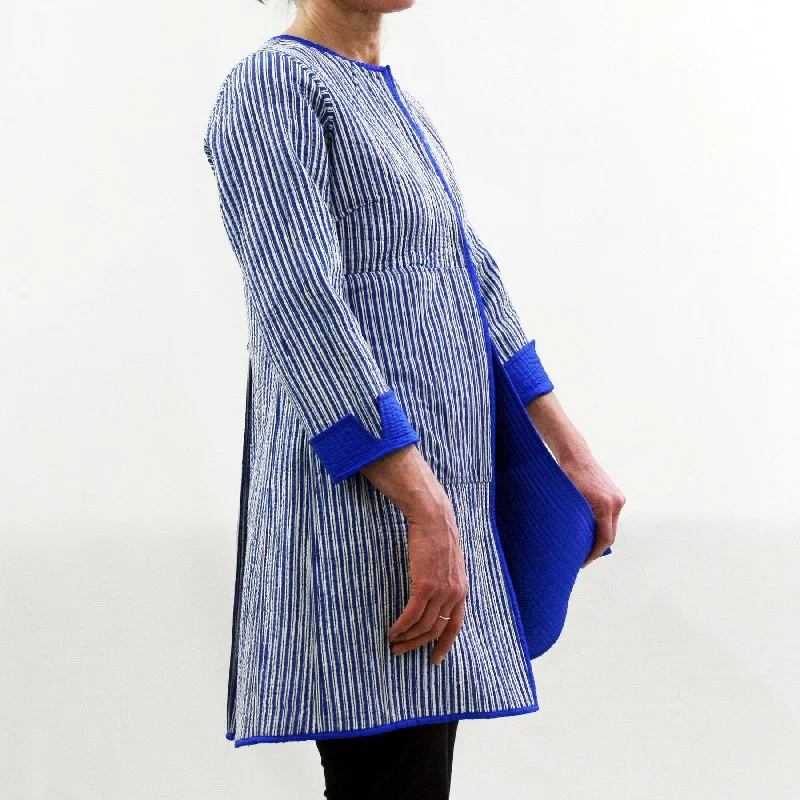 'Annik' Silk / Reversible / Blue Stripe