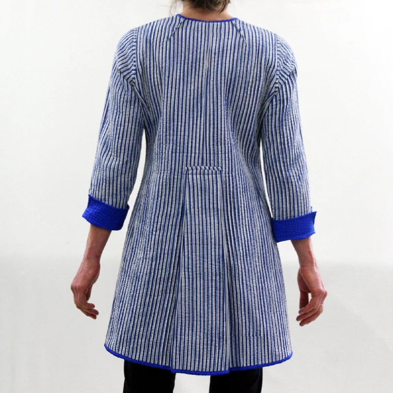 'Annik' Silk / Reversible / Blue Stripe