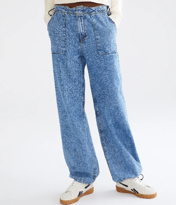 Aeropostale Low-Rise Denim Parachute Pants