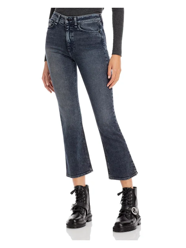 Nina Womens Ankle High Rise Flare Jeans