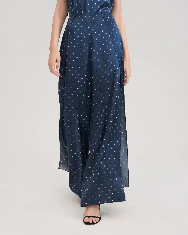 Wide-legged Silk Ginkgo Pants for Women