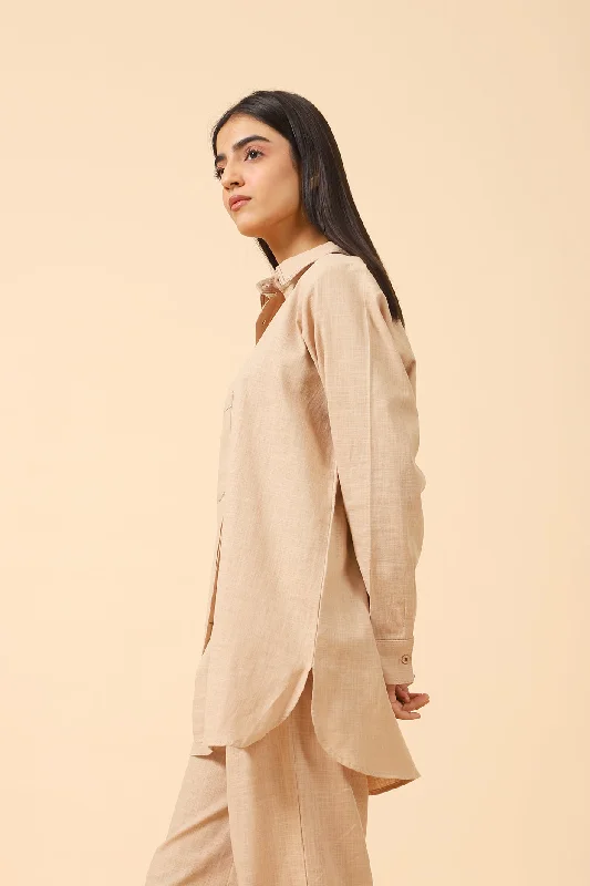 TEXTURED COTTON LONG SHIRT