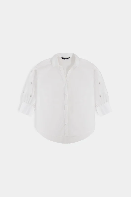 Poplin Shirt With Diamantee Details