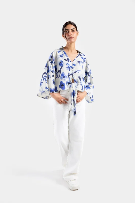 Printed kimono Super Cropped Shirt