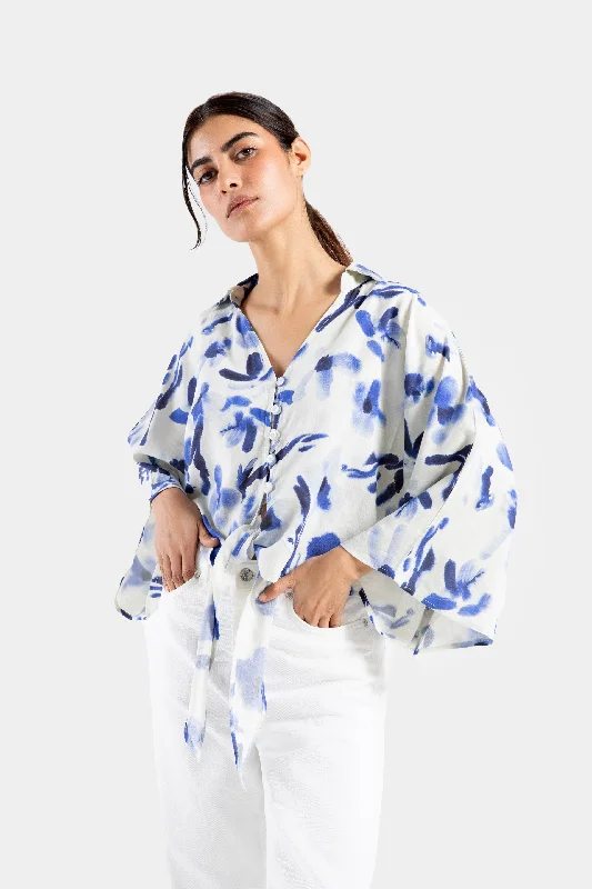 Printed kimono Super Cropped Shirt