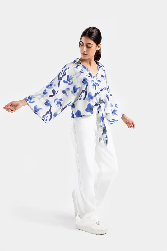 Printed kimono Super Cropped Shirt