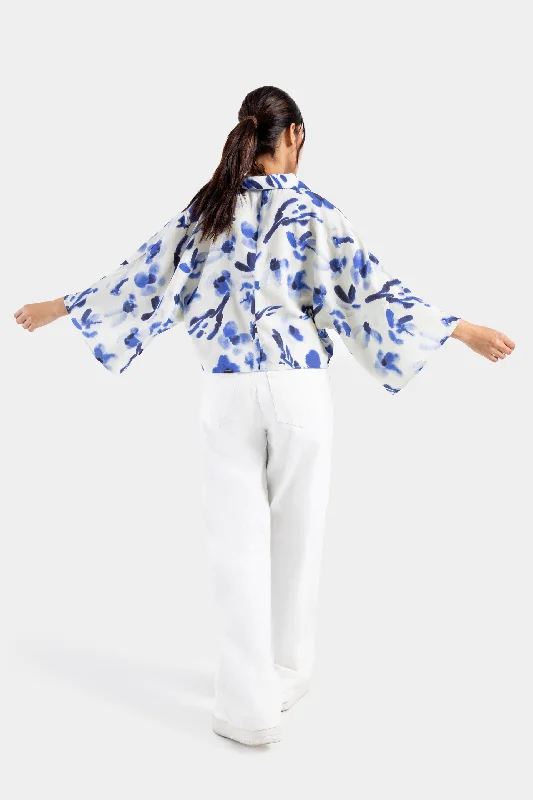 Printed kimono Super Cropped Shirt