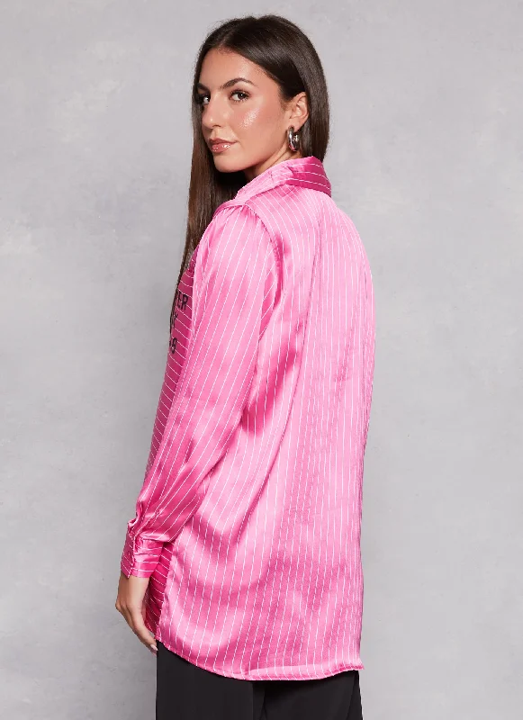 Never Look Back Satin Pinstripe Shirt